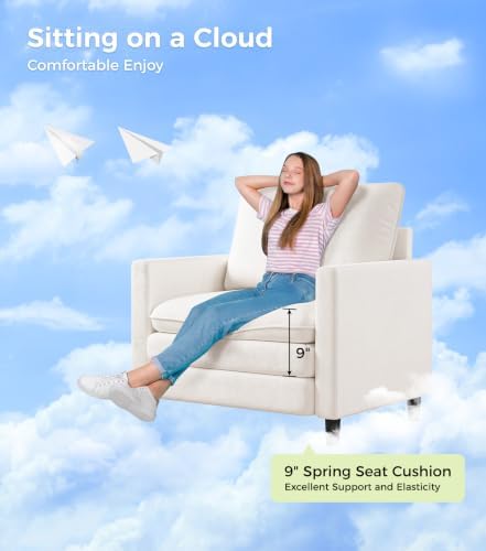 Welzona 3-Layers Cloud Accent Chair, 33" Reading Chair, Teddy Arm Chairs