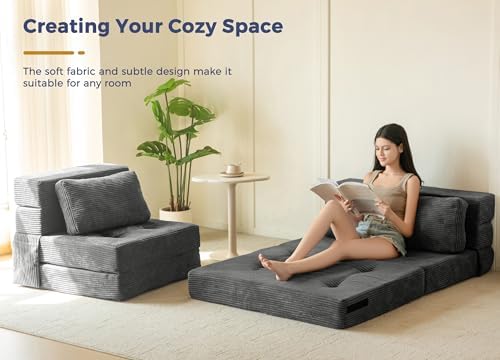 MAXYOYO Convertible Sofa Bed, Fold Out Sofa Couch with Pillow for Adults