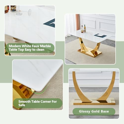 Glass Dining Table Set for 4, 63" Modern Dining Table Set for 4
