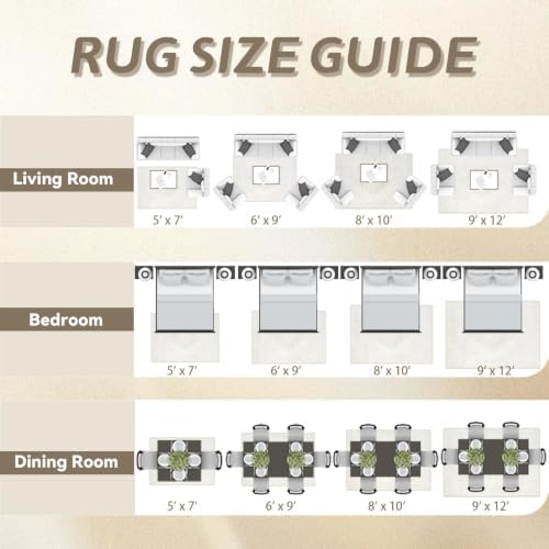 8x10 Area Rugs for Living Room: Washable Vintage Large Retro Rug Soft Non-Sli...