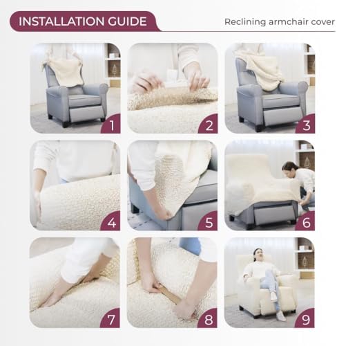 PAULATO BY GA.I.CO. Recliner Cover – Soft Form-Fit Slipcover – Stretch 1-Piec...