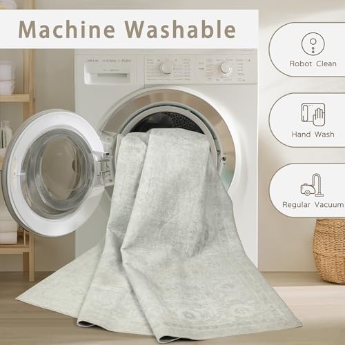 8x10 Washable Area Rugs for Living Room,Bedroom,Dining Room(Concrete Grey)