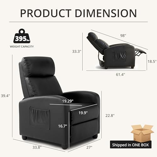 Leather Recliner Chair for Living Room, Home Theater Seating