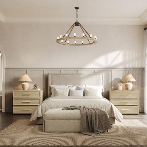 SICOTAS Oversized Nightstands Set of 3 for Bedroom - Storage Bedside Table