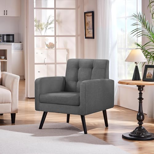Yaheetech Mid Century Accent Chair Living Room Chair Dark Gray