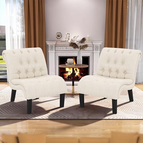 Mid Century Modern Accent Chair, Upholstered Button Tufted Chair