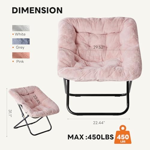 Sweetcrispy Comfy Chair for Adults, Foldable Living Room Chair, Soft Faux Fur...