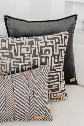 Woven Jacquard Throw Pillow Cover, Pack of 1 Geometric Pattern Textured Decor...