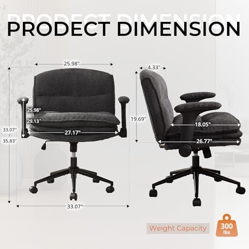 Dowinx Criss Cross Chair with Adjustable Flip-up Arms and Wheels, Comfort Erg...