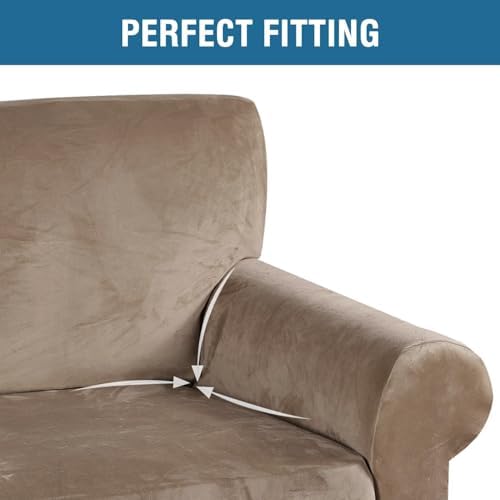 H.VERSAILTEX Stretch Velvet Armchair Cover Couch Covers 1 Cushion Chair Slipc...