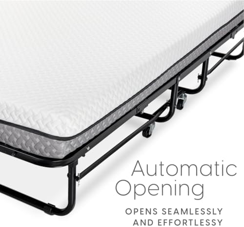 Milliard Deluxe Diplomat Folding Bed with Mattress for Adults, Twin Size, Por...