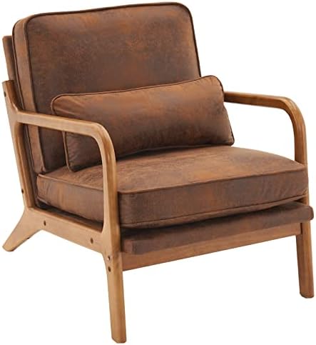 Bonnlo Microfiber Rustic Accent Chairs Set of 2, Upholstered Mid Century Mode...