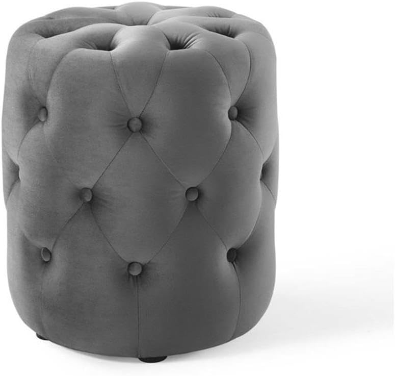Modway EEI-3778-GRY Anthem Tufted Button Round Performance Velvet Ottoman, Gray