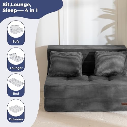 MAXYOYO Convertible Sofa Bed, Fold Out Sofa Couch with Pillow for Adults