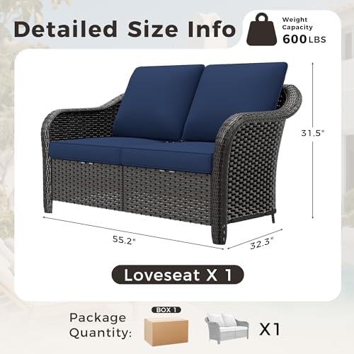 2 Seater Outdoor Patio Couch with Handwoven PE Wicker