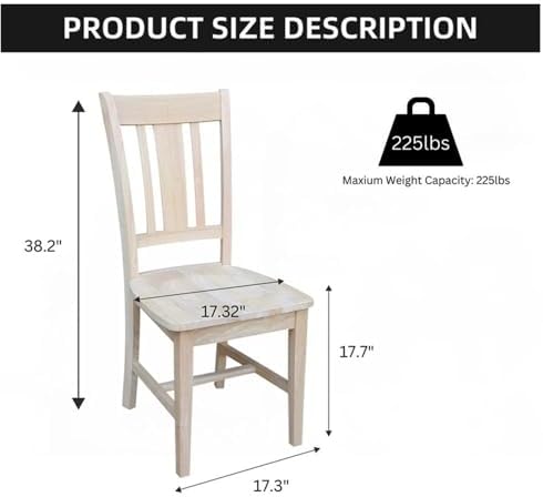 IC International Concepts Set of 2 San Remo Solid Wood Chairs, Unfinished