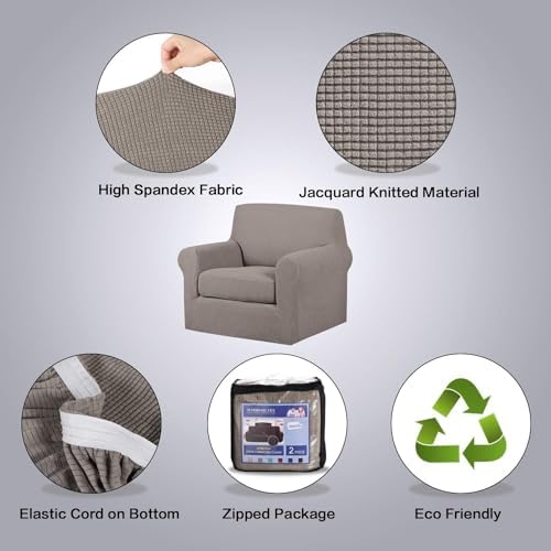 H.VERSAILTEX Stretch Large Armchair Cover 2 Piece Arm Chair Covers for Living...