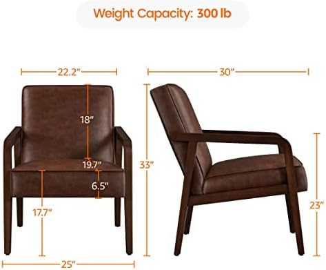 Yaheetech Accent Chair, Mid-Century Modern Vibe, Dark Brown