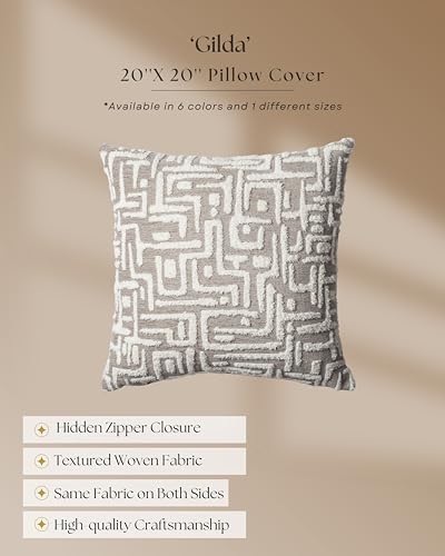 Woven Jacquard Throw Pillow Cover, Pack of 1 Geometric Pattern Textured Decor...