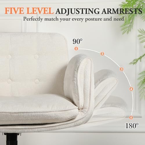 Criss Cross Chair with Wheels & Arms, Chenille Cross Legged Office Chair ...