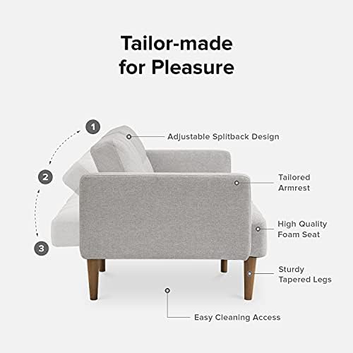 mopio 76.4" Futon (Light Gray, Fabric, Tufted Styled)