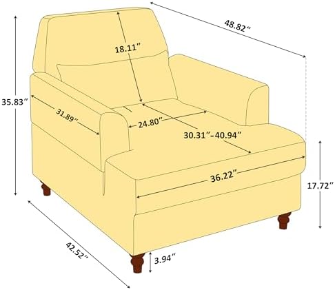 Oversized Chaise Lounge Chair with Adjustable Backrest, Polyester White