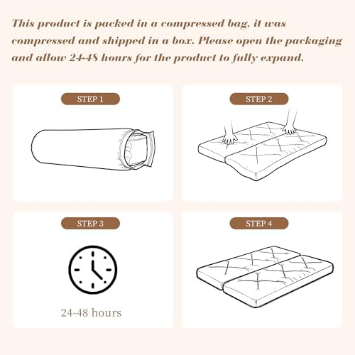 MABOZOO Foldable 6'' Full Size Futon Mattress, Dual-Sided Foam Design...