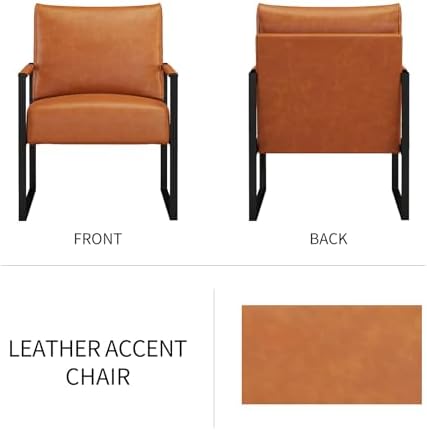 CANMOV Mid Century Modern Accent Chair, PU Leather Armchair with Metal Frame,...