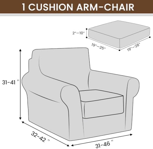 XINEAGE 2-Piece Velvet Armchair Sofa Cover, Couch Covers for Dog,Light Gray