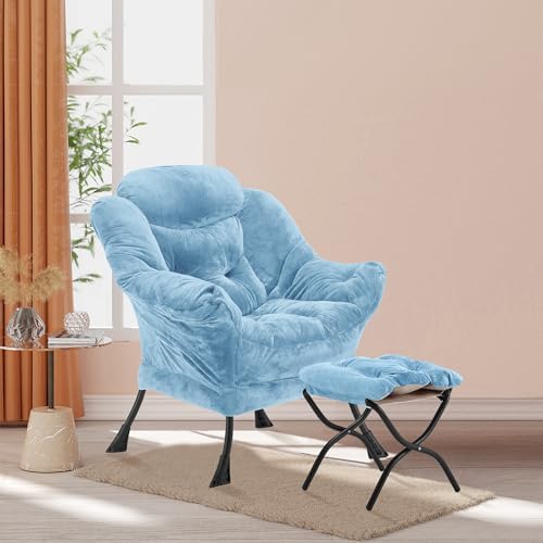 Youtanic Lazy Chair with Folding Ottoman, Accent Chair Plush Upholstered with...