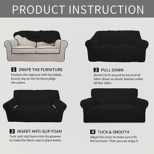 Easy-Going Stretch Couch Covers for Sofa Washable Large Black