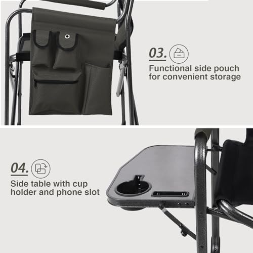 EVER ADVANCED Lightweight Aluminum Director Camping Chair, 350 lb Capacity