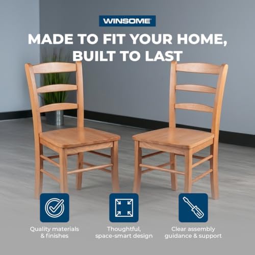 Winsome Benjamin Ladder Back Chair Set of 2, Light Oak