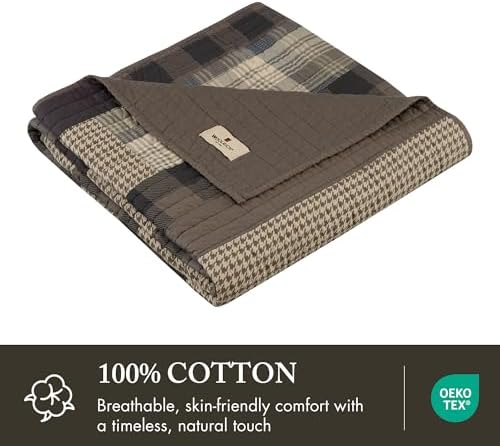 Woolrich Luxury Quilted Throw - Cabin Lifestyle, Patchwork with Moose Design ...