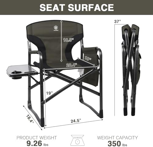 EVER ADVANCED Lightweight Aluminum Director Camping Chair, 350 lb Capacity