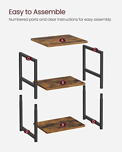 VASAGLE Side Table, Small End Table, Tall Nightstand, Steel Frame