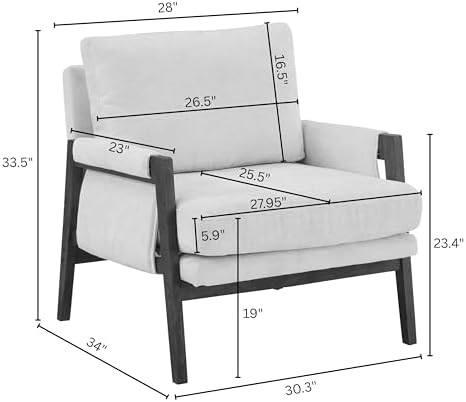 Roundhill Furniture Kelly Mid-Century Modern Accent Armchair, Gray
