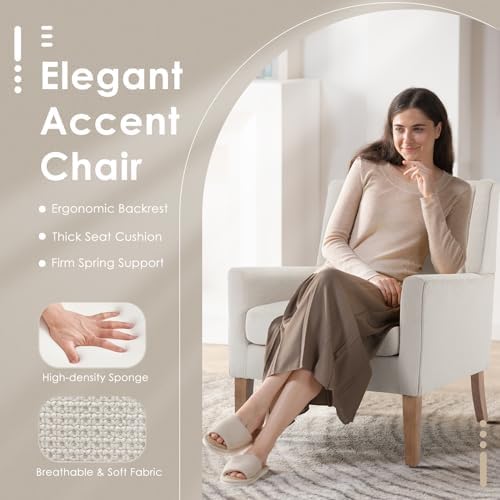 COLAMY Modern Wingback Living Room Chair Set of 2, Upholstered Fabric Accent ...