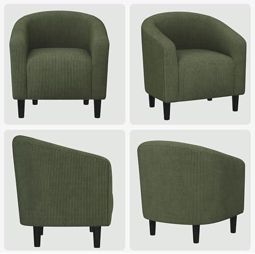 Yaheetech Compact Corduroy Accent Chairs Set of 2 for Bedroom, Dark Green