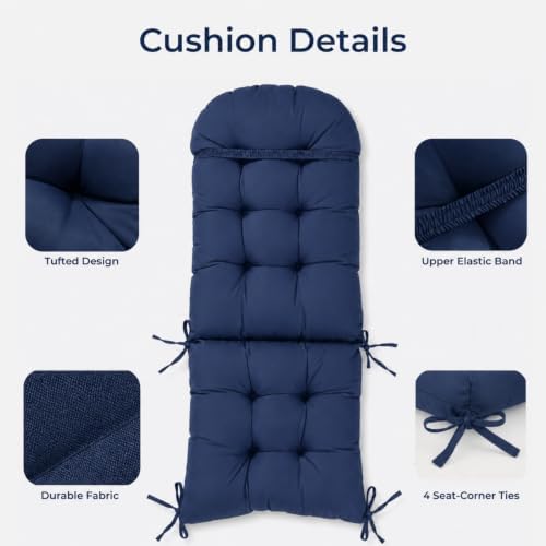 Rocking Chair Cushions Set of 2, Outdoor Thick Adirondack Chair Cushions, Hig...