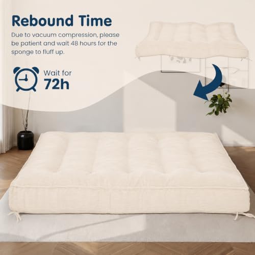 Futon Mattress Full Size 8 Inch, Beige (Frame Not Included)