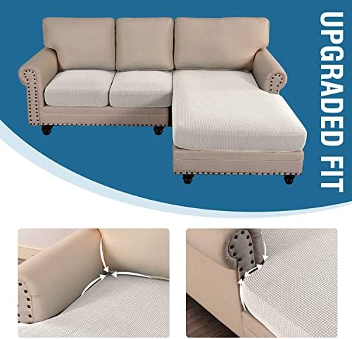 H.VERSAILTEX Sectional Couch Covers 3 Pieces Sofa Seat Cushion Covers L Shape...