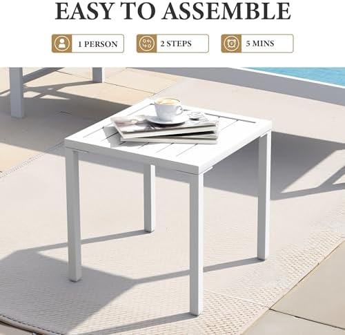 Crestlive Products Aluminum Outdoor Side Table, Pool Lounge Chair Side Table,...