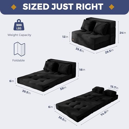 MAXYOYO Convertible Sofa Bed, Fold Out Sofa Couch with Pillow for Adults