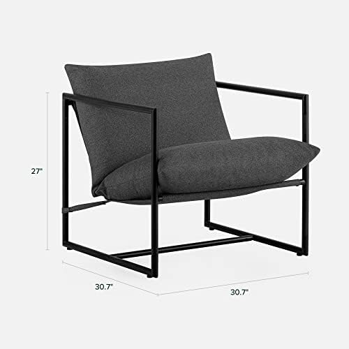 Zinus Aidan Sling Accent Chair, Metal Framed Armchair with Shredded Foam Cush...