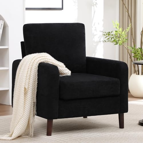 Accent Chair Set of 2, Upholstered Living Room Chairs with Wood Legs and Side...
