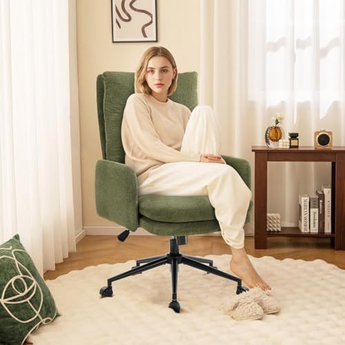 IWMH High Back Home Office Chair,Comfy Desk Chair with Armrests Green