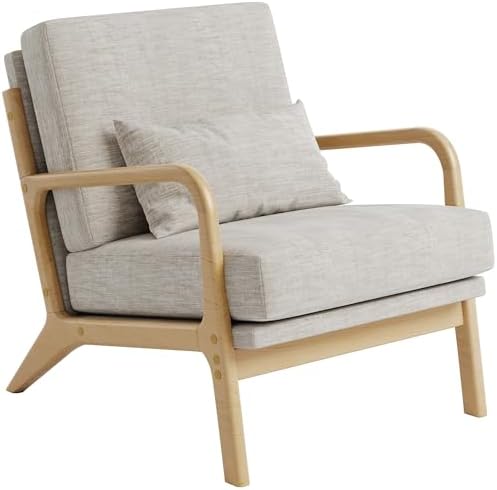 Claiks Mid-Century Modern Accent Chair, Living Room Armchair with Solid Wood ...