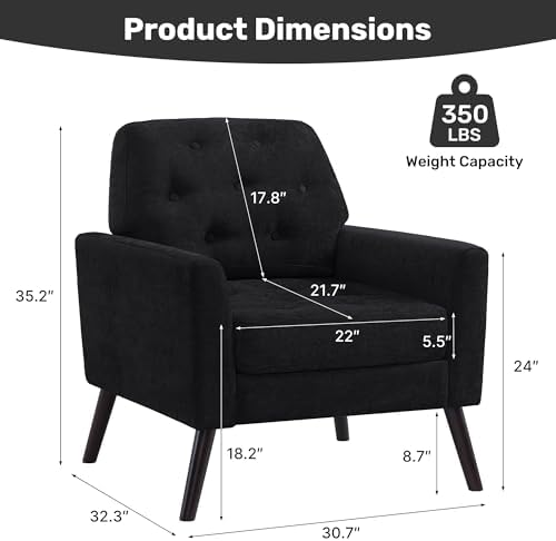 Accent Chair for Living Room, Mid Century Modern Reading Chair, Upholstered A...
