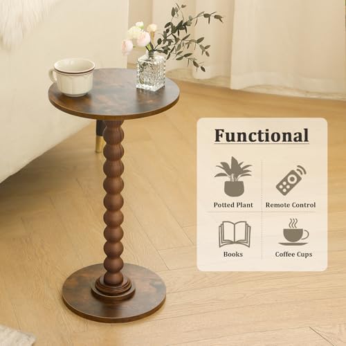 Fultyle Round Side Table, Small Drink Table for Small Spaces, Modern Accent N...